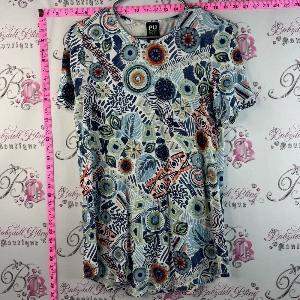 PURE essence T-shirt flowers Floral-Print Short Sleeve Top in Multicolor